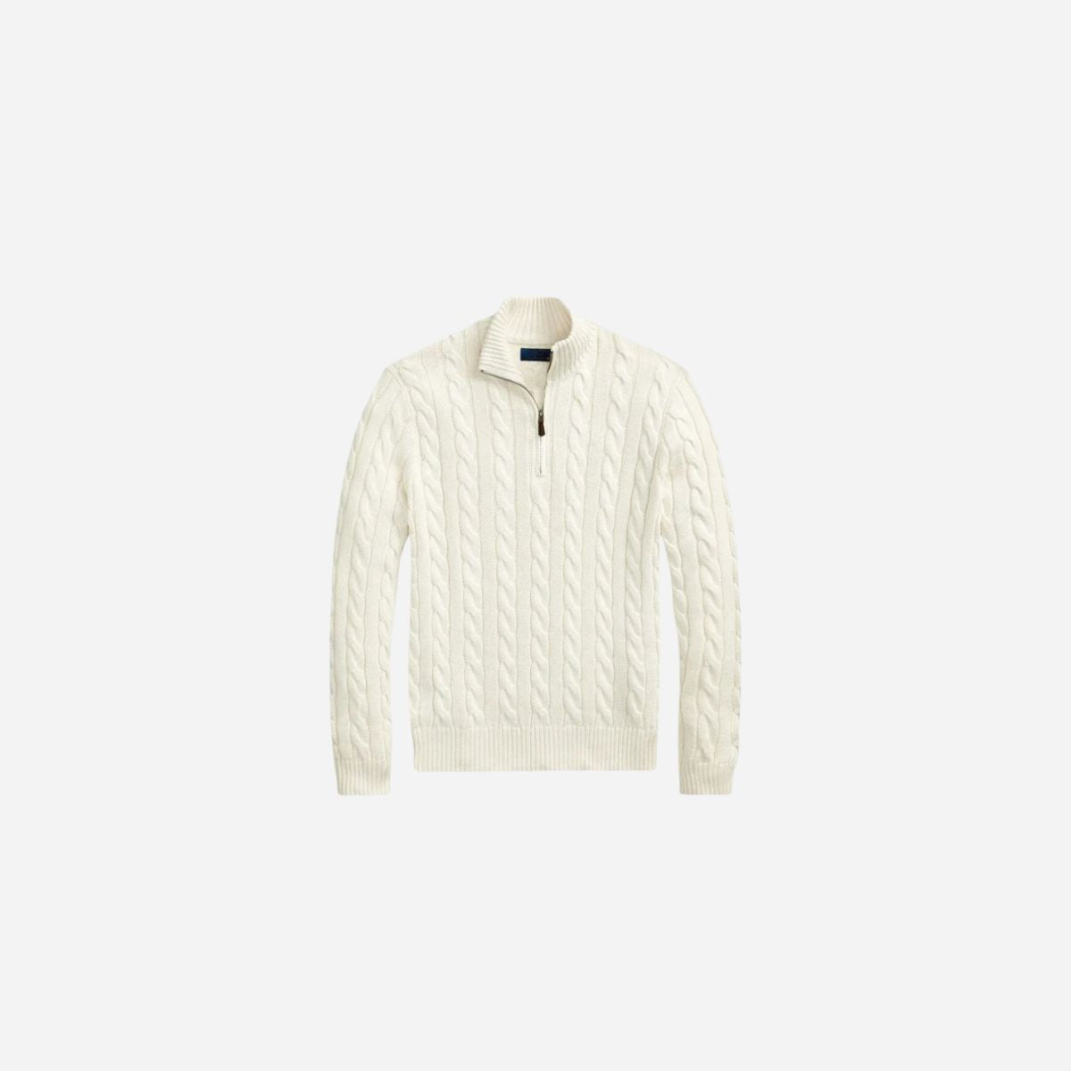Chunky Cable-Knit Cotton Quarter-Zip Sweater